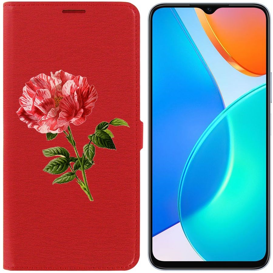 

Чехол-книжка Eco Book для Honor X6 Рисованная роза, Красный