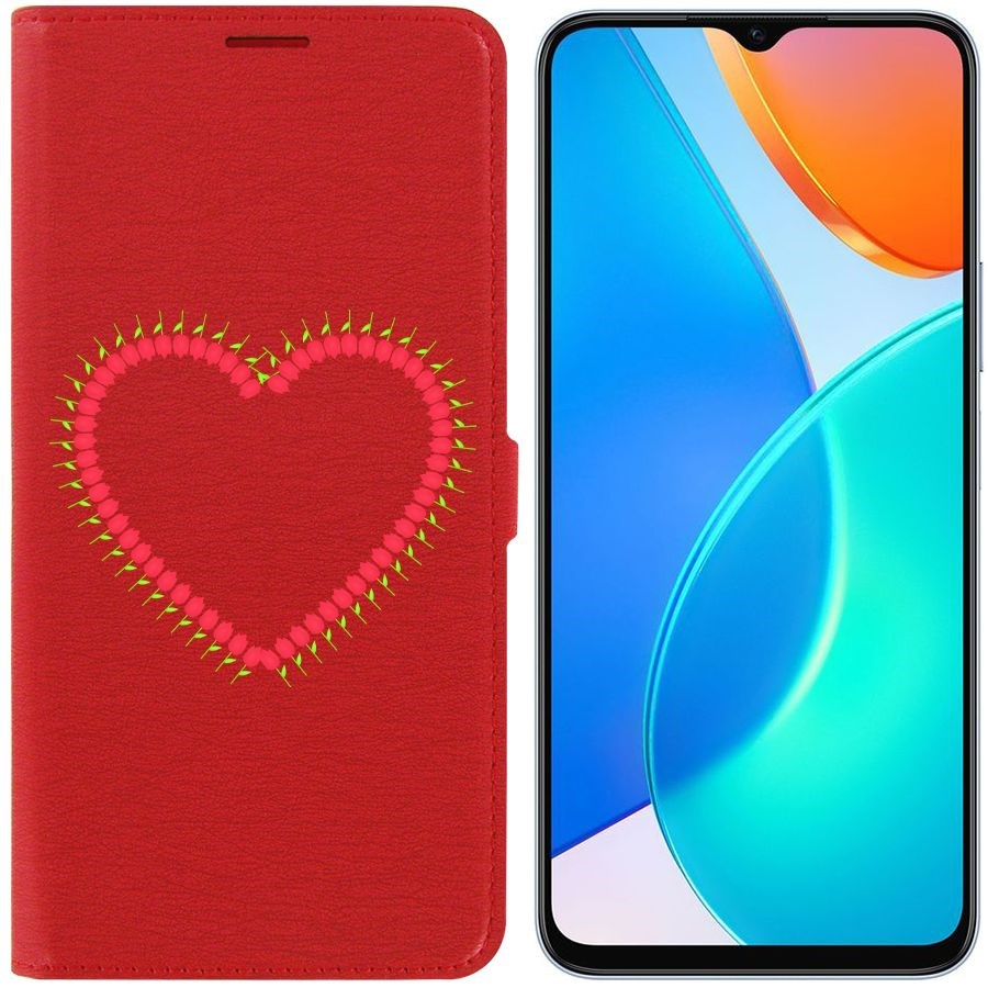 

Чехол-книжка Eco Book для Honor X6 Сердце из тюльпанов, Красный