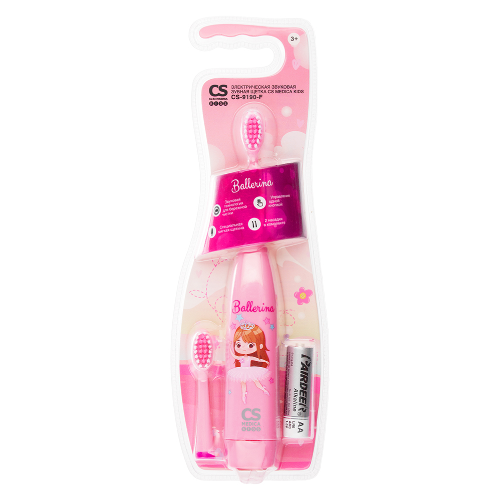 Электрическая зубная щетка CS Medica CS-9190-F розовая электрическая зубная щетка sakura sa 5561w звуковая 38000 дв мин 2 насадки розовая