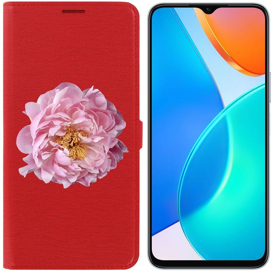 

Чехол-книжка Eco Book для Honor X6 Розовый пион, Красный