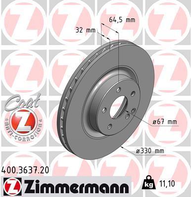 

Тормозной диск ZIMMERMANN комплект 1 шт. 400363720