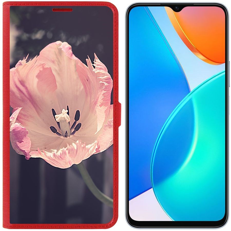 

Чехол-книжка Eco Book для Honor X6 Тюльпан, Красный