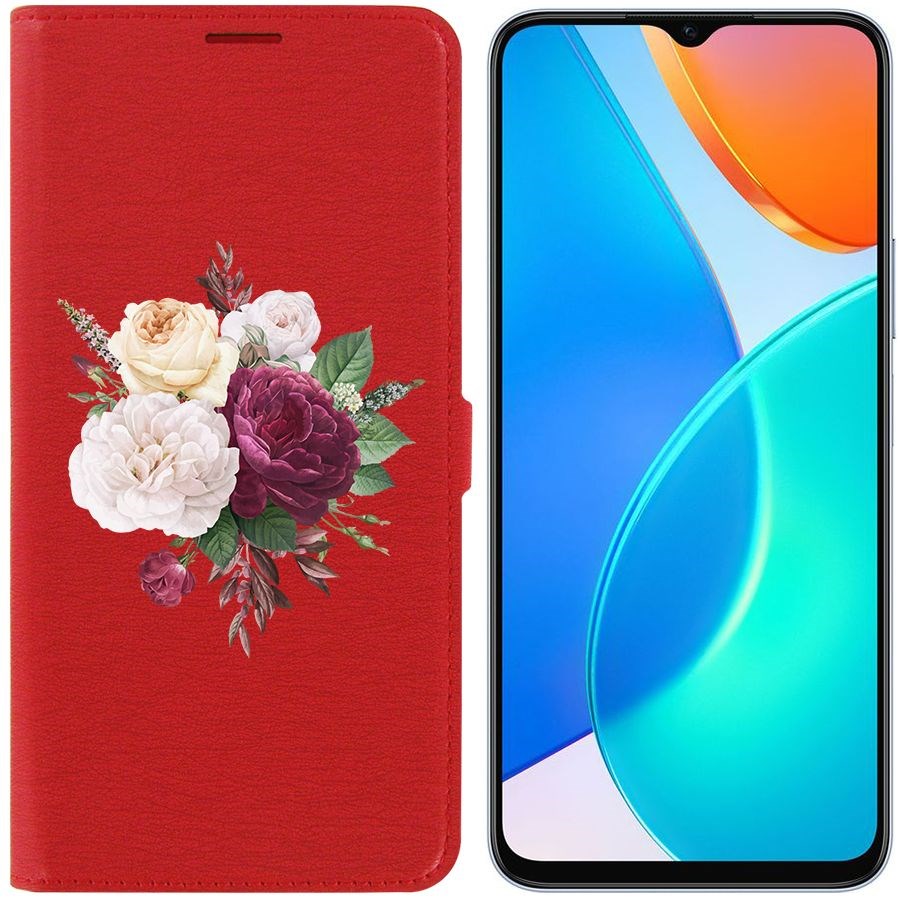 

Чехол-книжка Eco Book для Honor X6 Цветочная композиция, Красный