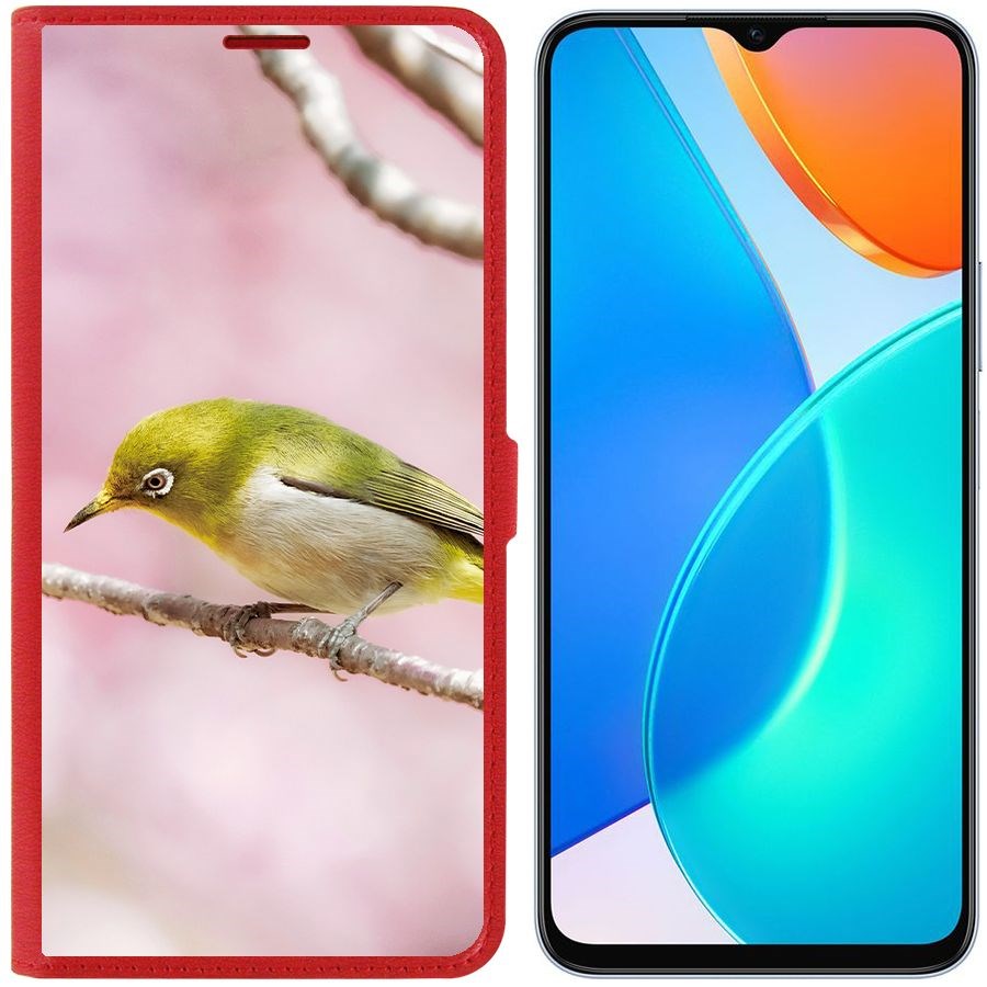 

Чехол-книжка Eco Book для Honor X6 Японская белоглазка, Красный