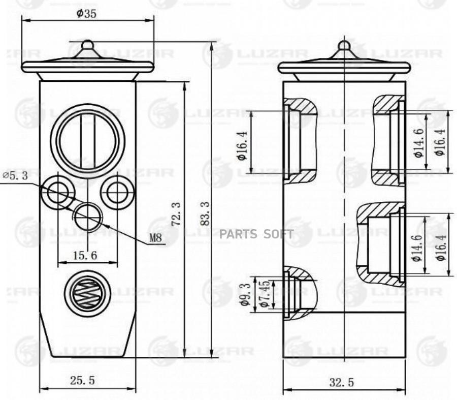 

LUZAR Клапан расш. кондиционера (ТРВ) для ам Chevrolet Aveo Т200 (02-)Т250 (05-) (LTRV 052