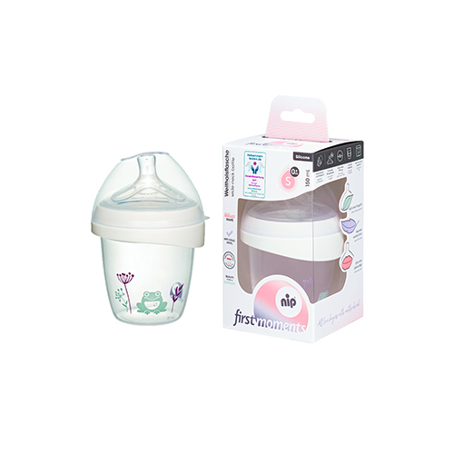 Бутылочка NIP серии First Moments 150 ml, размер отверстия S накладка на грудь nip first moments 2 шт