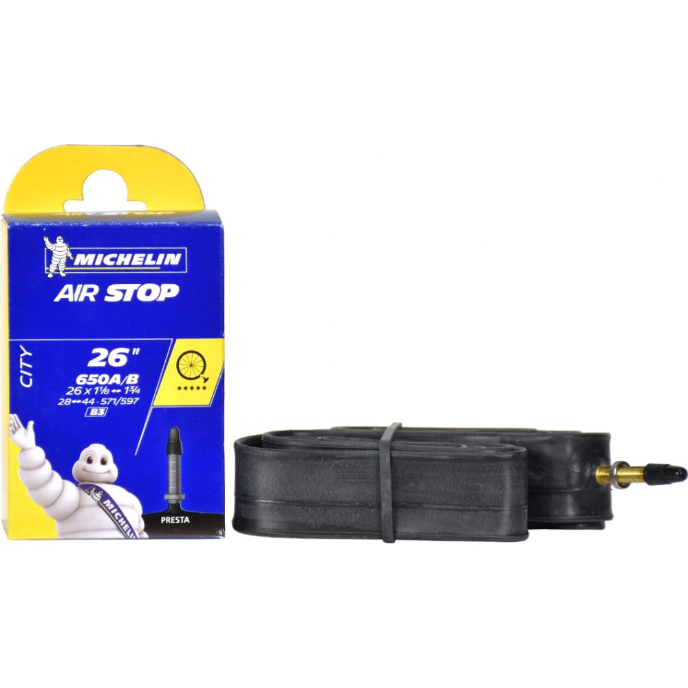 

MICHELIN Камера B3 AIRSTOP 2844x571597 26x1 18-1 34 PR 29mm вентиль PRESTA 416013 HQ-00057, Черный