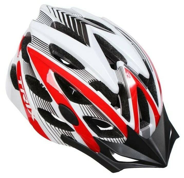Шлем вело TRIX кросс-кантри 25 отверстий регулировка обхвата M 57-58см In Mold красно-белы