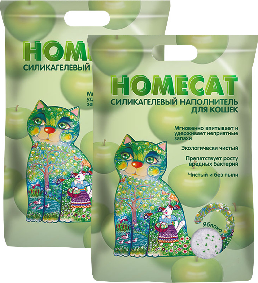 фото Homecat homecat яблоко наполнитель силикагелевый для туалета кошек (30 + 30 л)