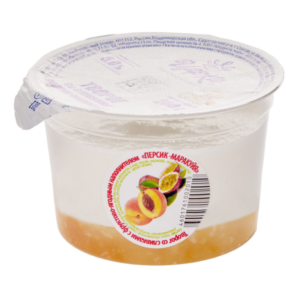 

Творог ЦарКа со сливками персик-маракуйя 5% 140 г