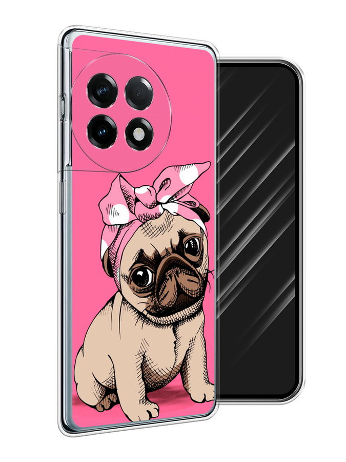 

Чехол Awog на OnePlus 11R/Ace 2 "Dog Pin-Up", Розовый;бежевый, 154250-1