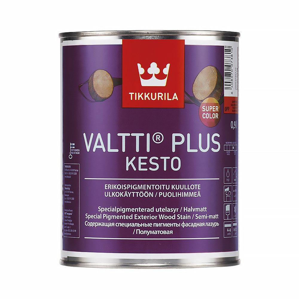 

Фасадная лазурь TIKKURILA Valtti Plus Kesto Opp (Валтти Плюс Кесто Опп 0,9л