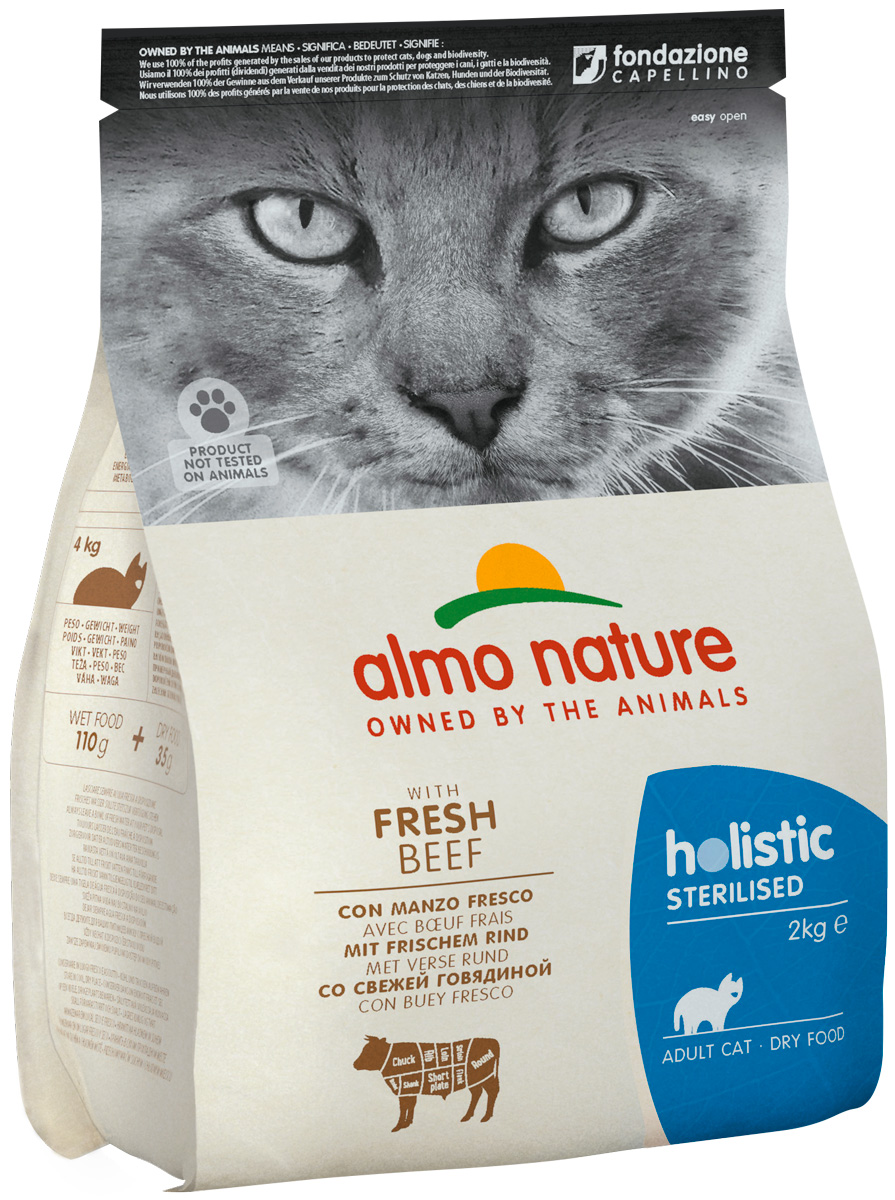 

Сухой корм для кошек Almo Nature Adult Cat Sterilised с говядиной и рисом, 6 шт по 0,4 кг
