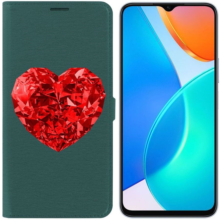 

Чехол-книжка Eco Book для Honor X6 Рубиновое сердце, Зеленый