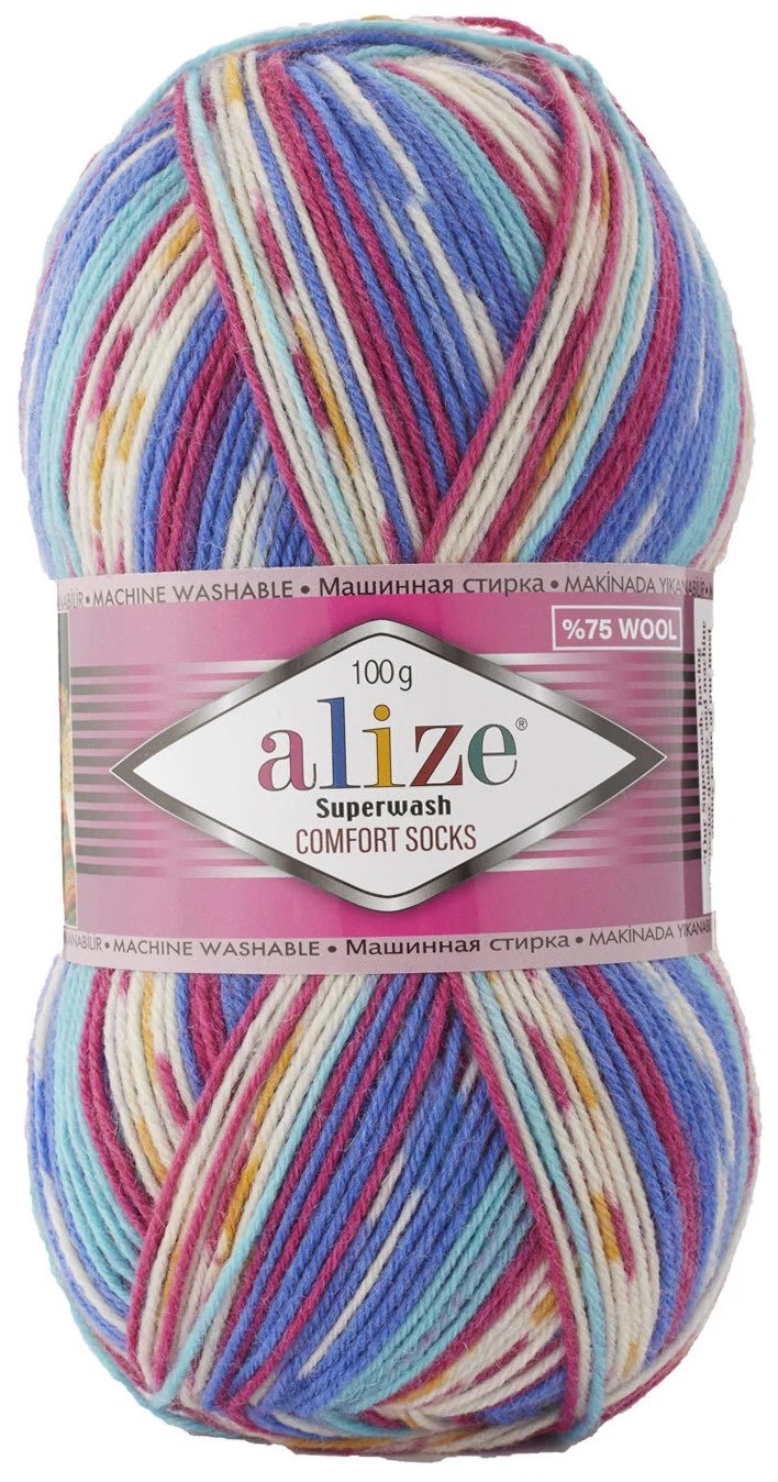 

Пряжа ALIZE Superwash comfort socks 75% шерсть, 25% полиамид 420 м /100 гр (7654), Разноцветный