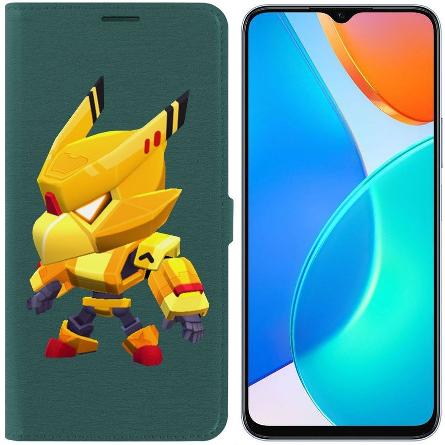 

Чехол-книжка Eco Book для Honor X6 Brawl Stars-Ворон Золотой Меха