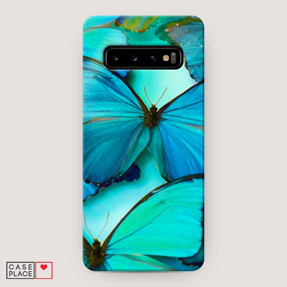 фото Пластиковый чехол "неоновые бабочки" на samsung galaxy s10 + awog