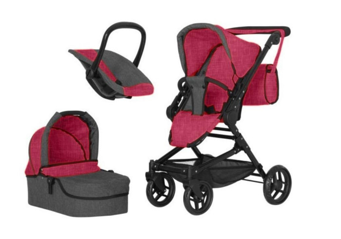 фото Коляска для куклы carrello magia 3 в 1 deep red nobrand