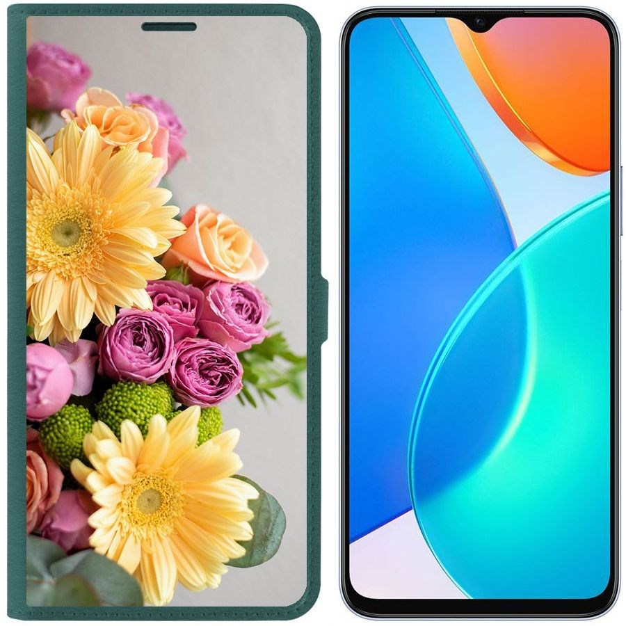 

Чехол-книжка Eco Book для Honor X6 Букет, Зеленый