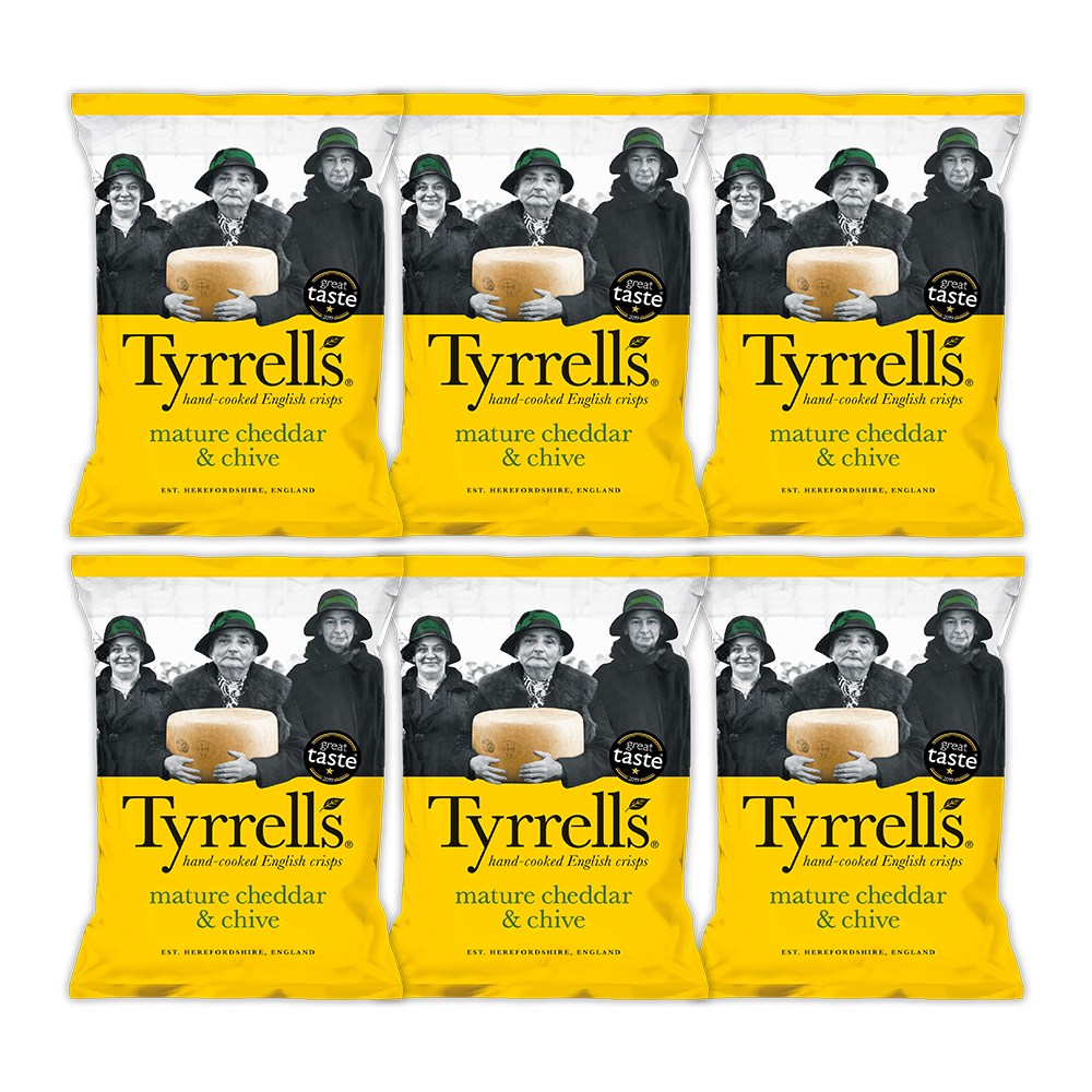 

Чипсы картофельные TYRRELLS с сыром чеддер и луком-резанец 150г /6