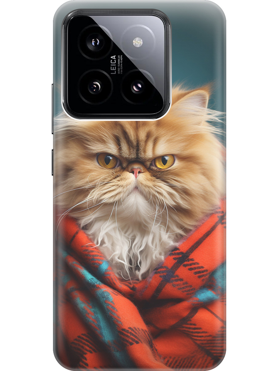 

Силиконовый чехол на Xiaomi 14 с рисунком "Котик и нитки", Красный;синий, 20012083