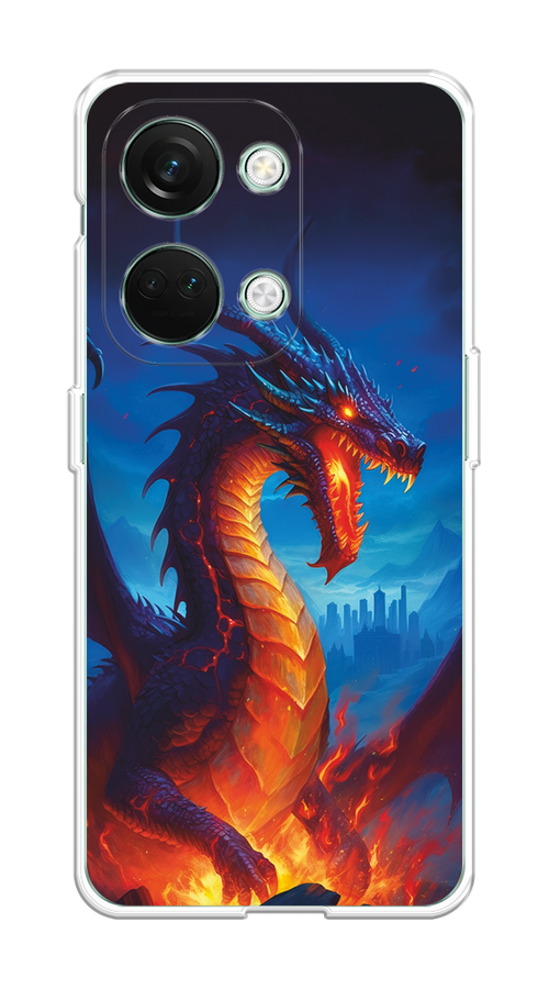 

Чехол на OnePlus Nord 3 "Дракон над лавой", Оранжевый;коричневый;синий, 154050-1