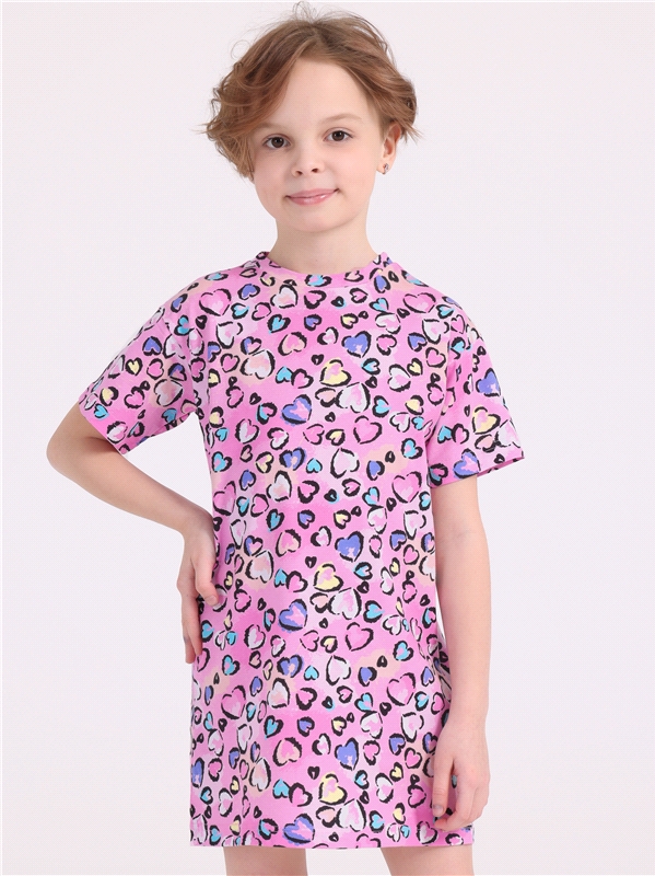 Платье детское Апрель 256дев001нД1Р, сердечки на розовом, 98