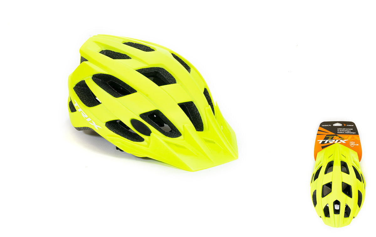 Шлем вело TRIX кросс-кантри 22 отверстия регулировка обхвата M 57-58см In Mold неоновый же