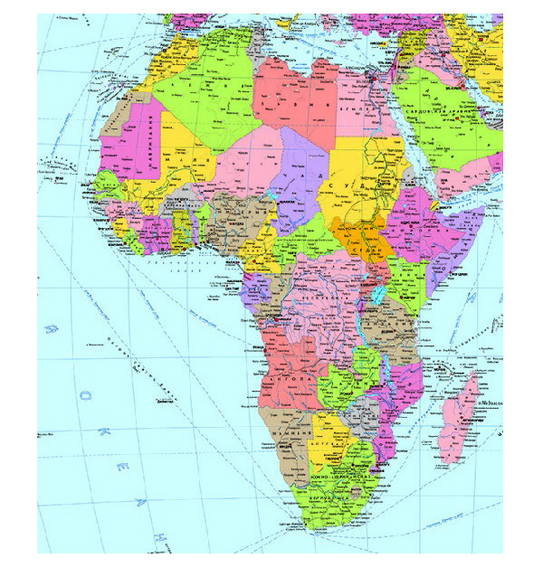 Африка карта со странами и столицами на русском