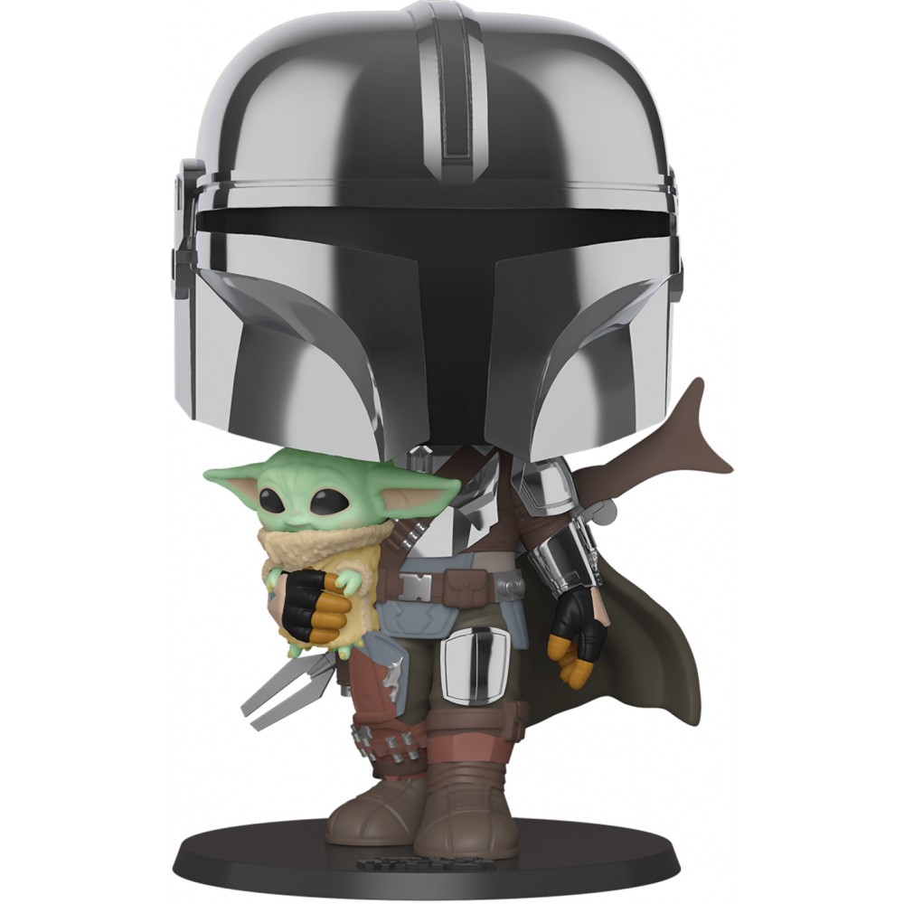 фото Фигурка funko pop! bobble star wars mandalorian mandalorian with child chrome 10 49931