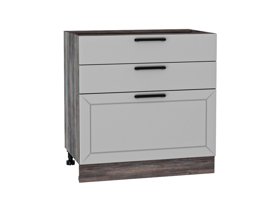 

Напольный шкаф 803 с 3-мя ящиками МС Глетчер Сурская мебель МДФ Дуб Кальяри/Гейнсборо Ф53, Серый, Глетчер