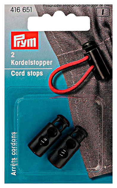 Ограничитель для шнура Prym 416651, пластик, черный, 2 шт