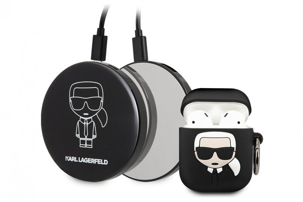 фото Портативный аккумулятор cg mobile karl lagerfeld bundle 2000 мач + чехол airpods, черный