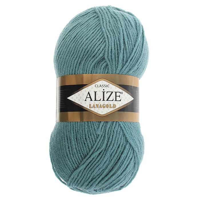 

Пряжа ALIZE Lanagold, 51% акрил, 49% шерсть, 240 мх100 г, 386 лазурная, Голубой
