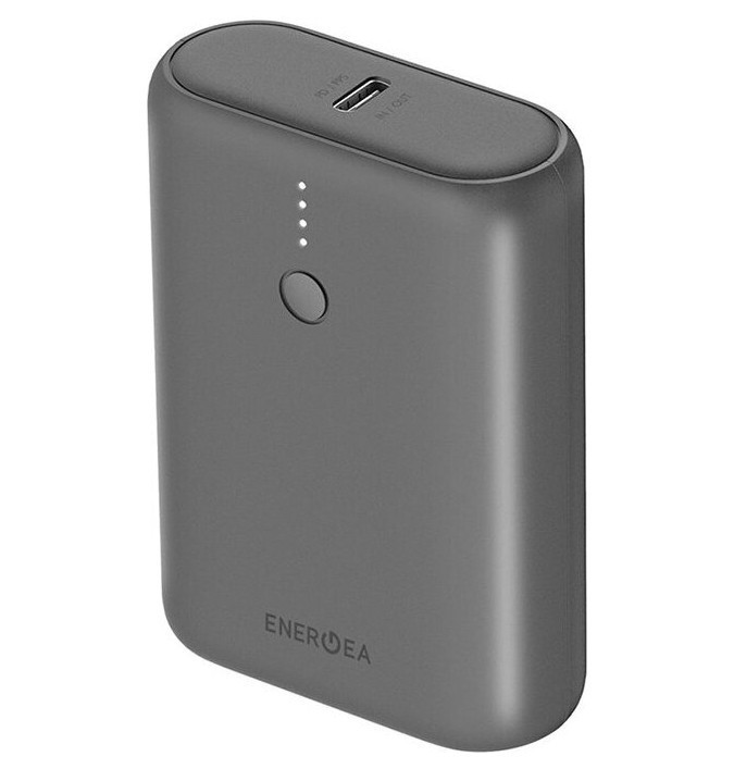 фото Портативный аккумулятор energea compac mini2 usb-c pd 18 in/out + usb 10000 мач, серый