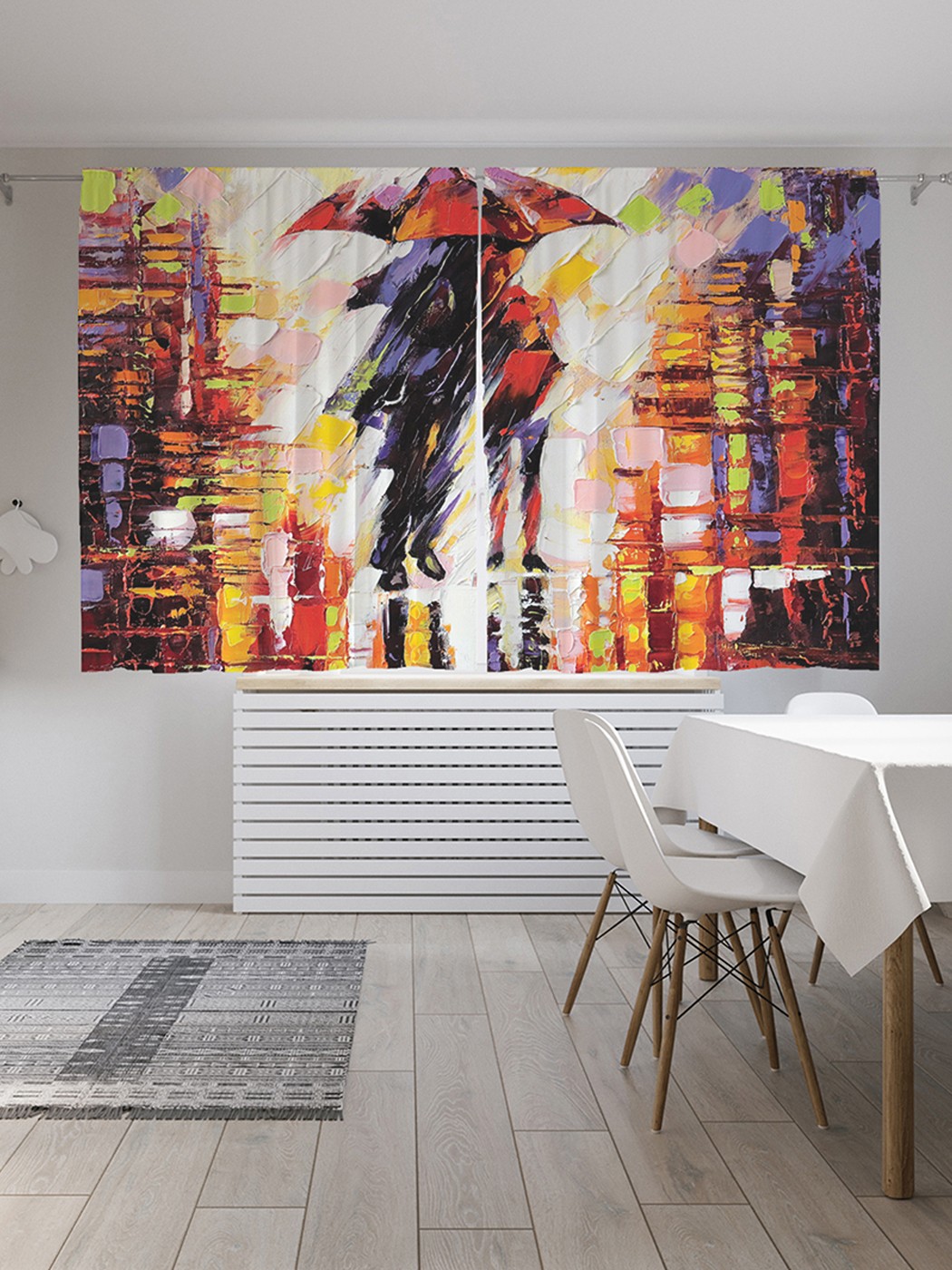 

Классические шторы JoyArty "Прогулка по дождю", серия Oxford DeLux, 2 полотна 145x180 см, Прогулка по дождю