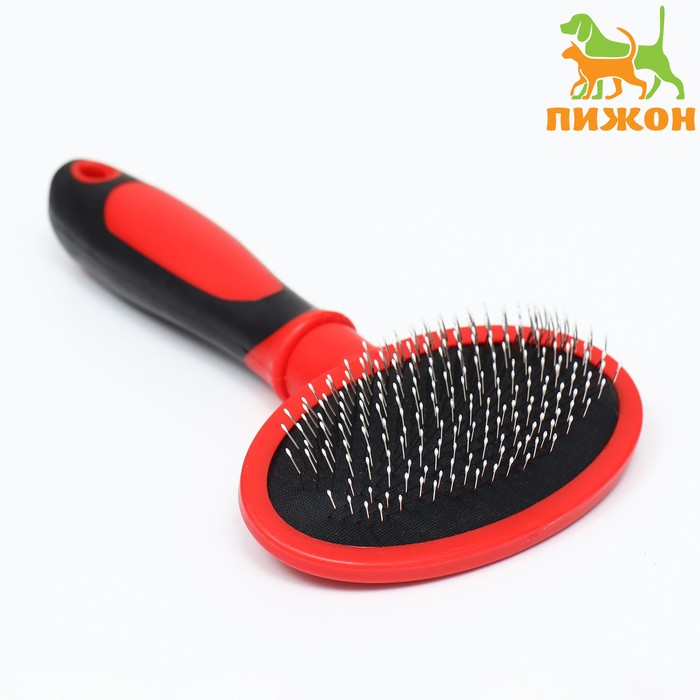 

Пуходерка Пижон пластиковая мягкая с закругленными зубьями средняя красная 9,5х16 см, Красный