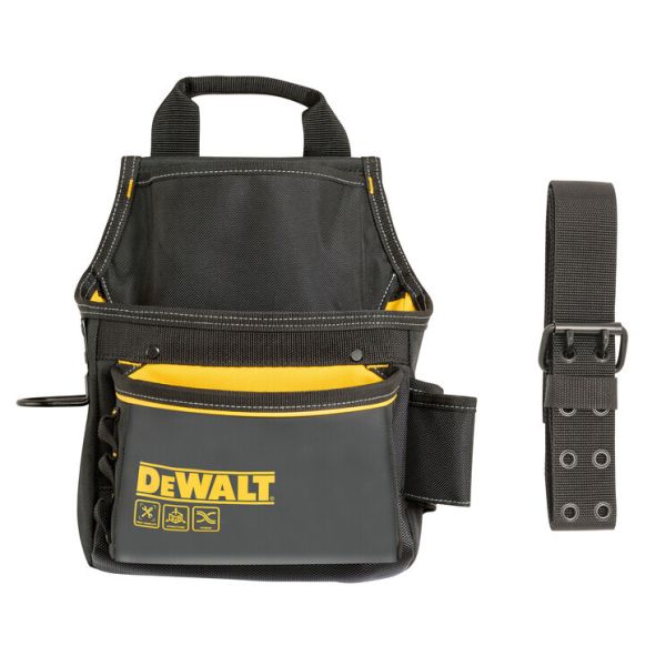 фото Профессиональная сумка dewalt для инструмента с поясом и скобой для молотка, dwst40101