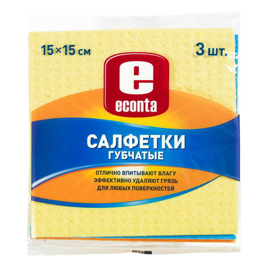 Салфетки Econta губчатые 15 х 15 см 3 шт 80₽