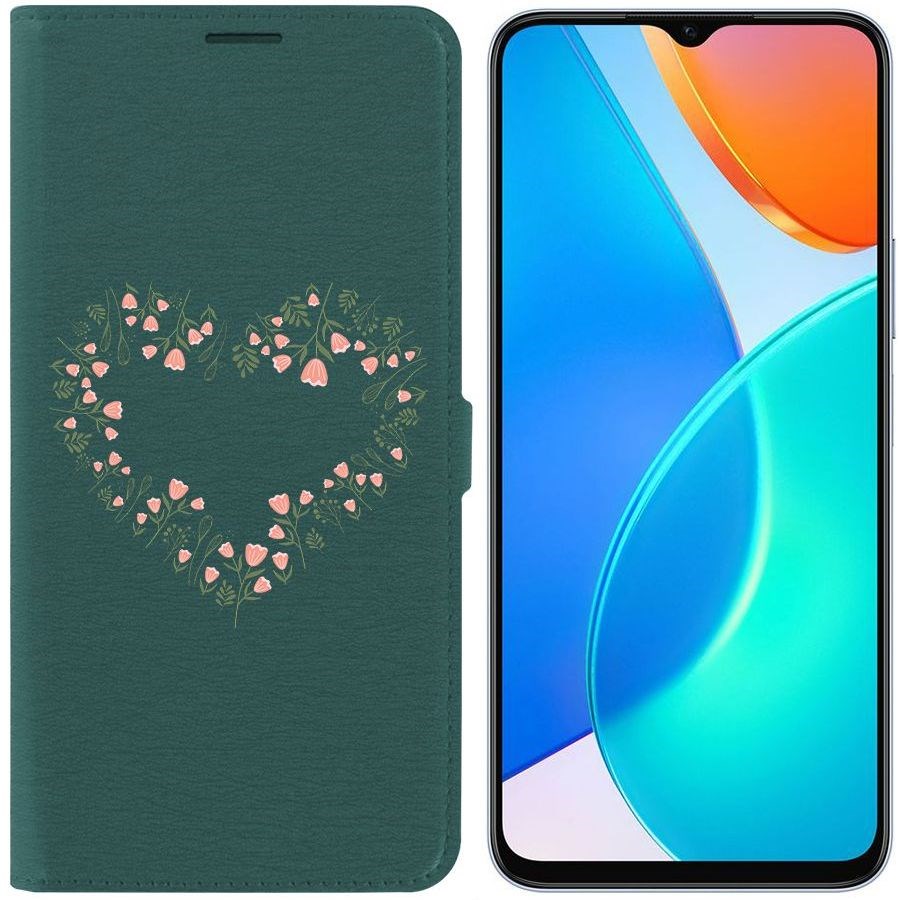 

Чехол-книжка Eco Book для Honor X6 Цветочное сердце, Зеленый