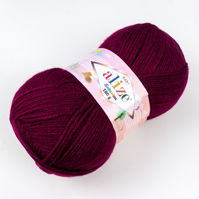 

Пряжа Sekerim Bebe 100% акрил 320м/100гр (304), Бордовый