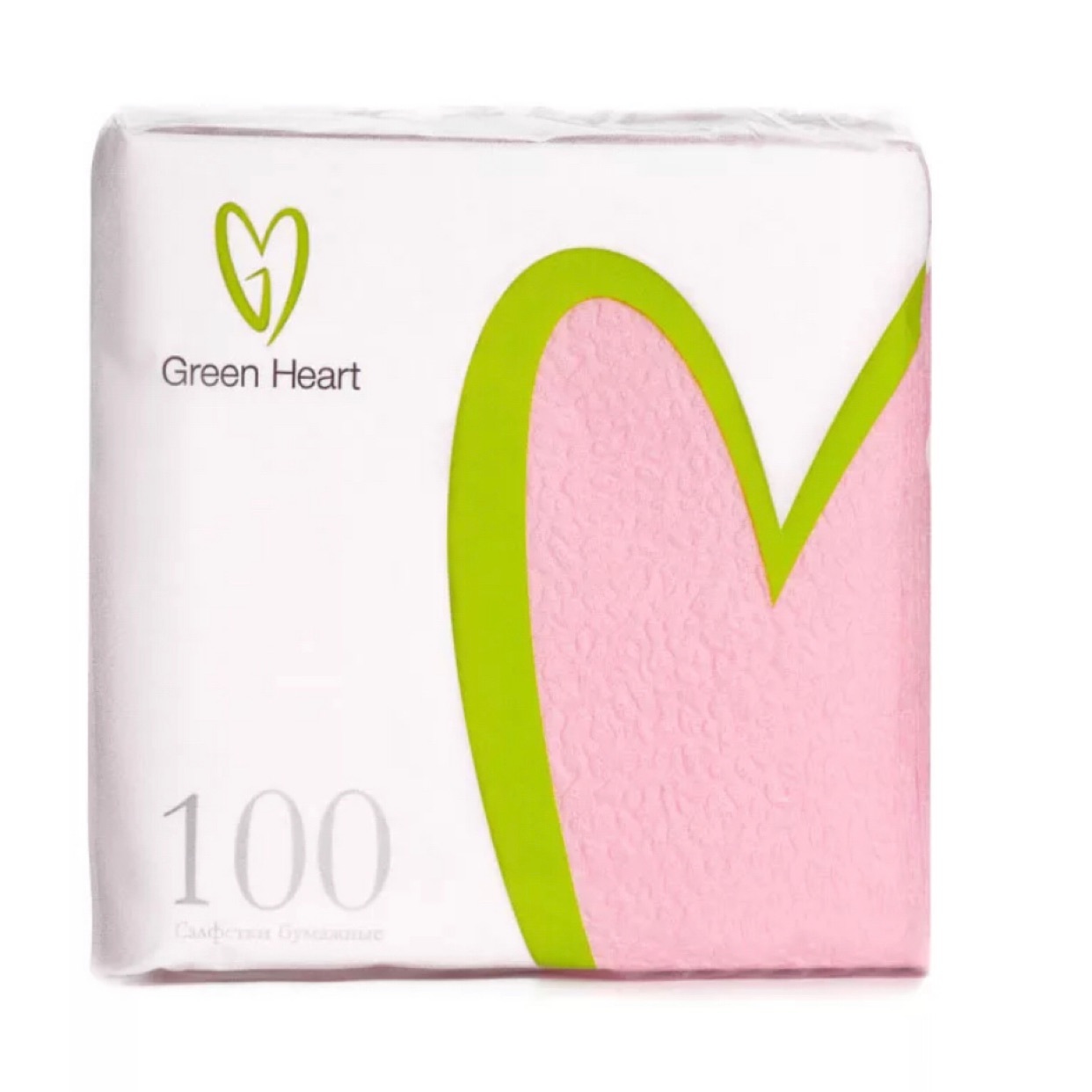 

Салфетки бумажные Green Heart, 1 сл., 100 лист., белая, тиснение сплошное 24*24 см., Белый