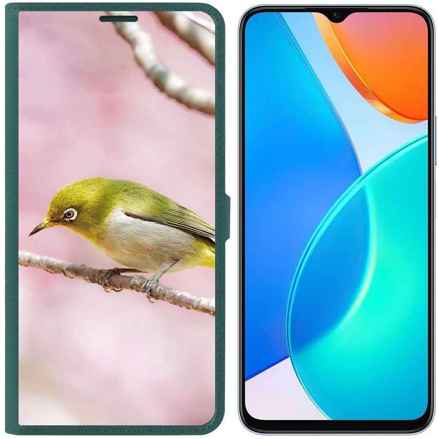 

Чехол-книжка Eco Book для Honor X6 Японская белоглазка, Зеленый
