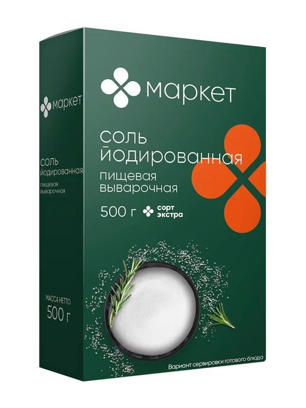 

Соль йодированная Маркет Перекресток белая Экстра 500 г