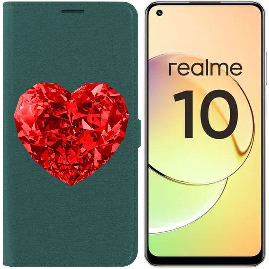 фото Чехол-книжка eco book для realme 10 4g рубиновое сердце krutoff