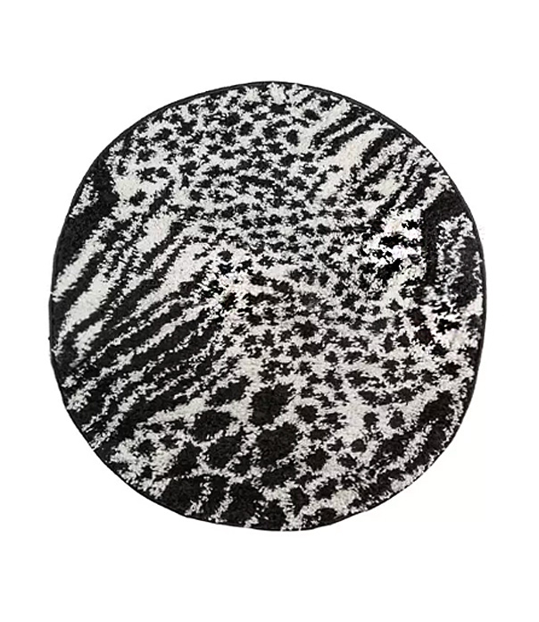 Ковер ворсовый Kamalak tekstil SHAGGY черный белый d150 арт. УК-1009-14