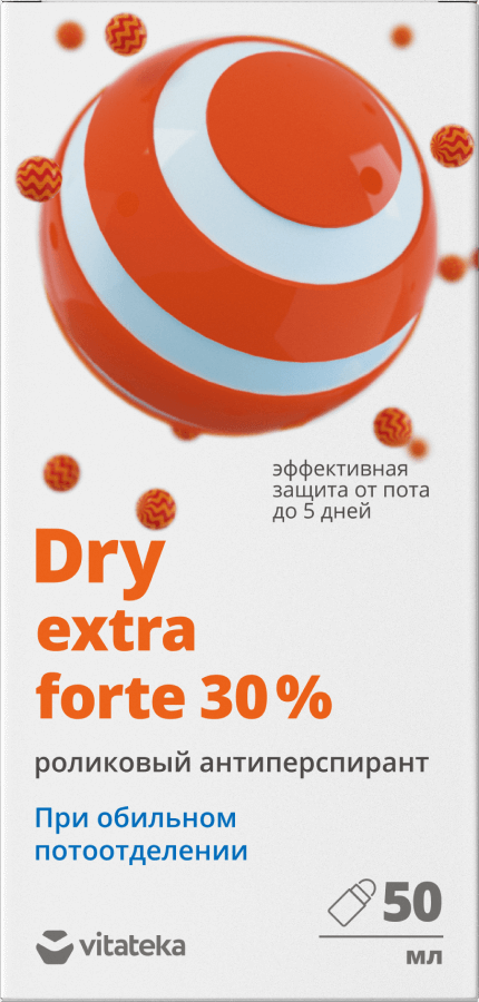 Ролик от обильного потоотделения Vitateka Dry Forte 30% 50 мл