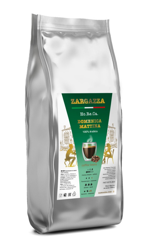 

Кофе в зёрнах 100% арабика Zargazza DOMENICA MATTINA, 1 кг