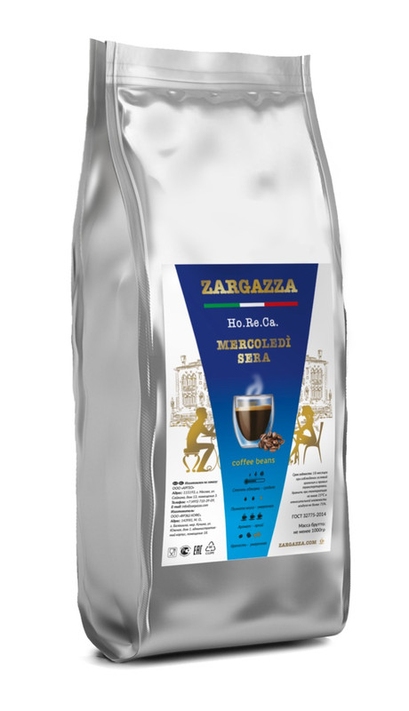 

Кофе в зернах ZARGAZZA MERCOLEDI SERA, 1 кг
