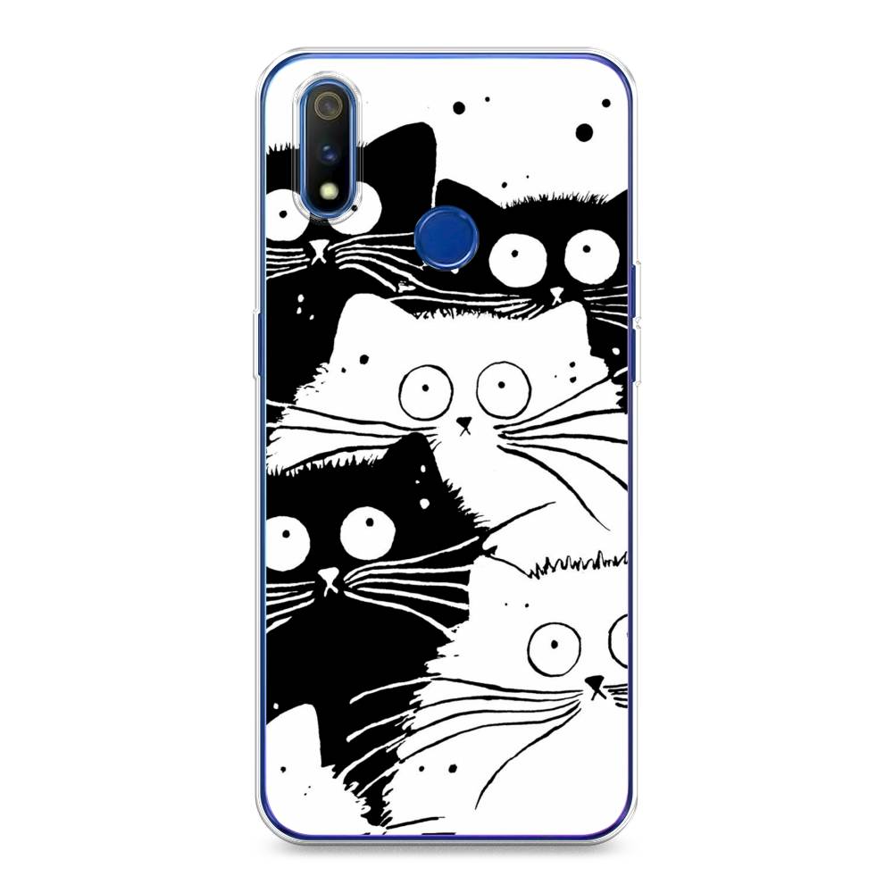 

Чехол Awog на Realme 3 Pro "Коты черно-белые", Разноцветный, 251250-2